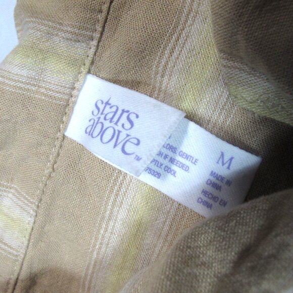 STARS ABOVE Top Button Down Shirt Linen Blend Beige Women's Size M - Picture 5 of 6